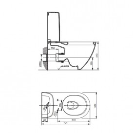 Унітаз підлоговий TOTO NC з горизонтальним відведенням без сидіння і бачка білий CW761Y # XW