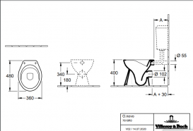 Унітаз для підлоги Villeroy & Boch O.novo 36х47,5 см відкритий змивний край CeramicPlus пергамон 7618R0R3