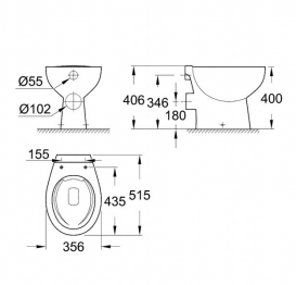 Унітаз підлоговий Grohe Bau Ceramic альпін-білий 39430000