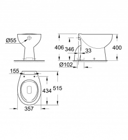 Унитаз напольный Grohe Bau Ceramic выпуск в пол альпин-белый 39431000