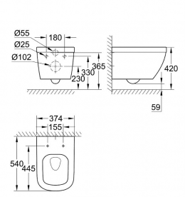 Унитаз подвесной Grohe Euro Ceramic (без сиденья) альпин-белый 39328000