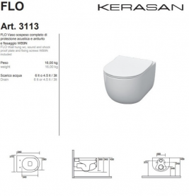 Унітаз підвісний Kerasan колекція Flo білий 311101 з кришкою Soft Сlose 319101