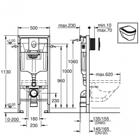 Унитаз подвесной Villeroy&Boch Subway 2.0 5614R001 + Сиденье + Комплект Grohe Rapid SL 38721001