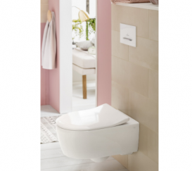 Унитаз подвесной Villeroy&Boch коллекция Avento Direct Flush с покрытием Ceramic Plus + Сиденье Soft Close  SlimSeat и QuickRelease 5656RSR1