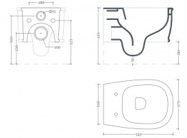 Унітаз підвісний ArtCeram Atelier безободковий 37,5х52,5 см кераміка сіро-синій ATV001 37;00