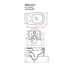 Унитаз подвесной ArtCeram Azuley 37х52,5 см чёрный глянцевый AZV001 03;00