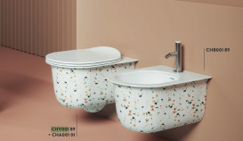 Унитаз подвесной ArtCeram Chic безободковый 38х53 см керамика terrazo chiaro CHV001 89;00