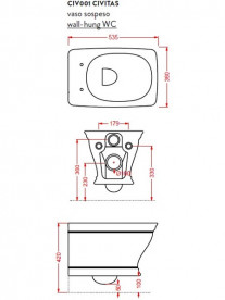 Унітаз підвісний ArtCeram Civitas 36х53,5 см кераміка шампань CIV001 02;00