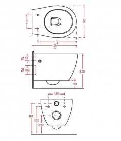 Унитаз подвесной ArtCeram Step 36х51 см безободковый белый глянцевый STV003 01;00
