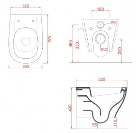 Унитаз подвесной ArtCeram Ten 36х52 см санфарфор белый глянцевый TEV003 01;00