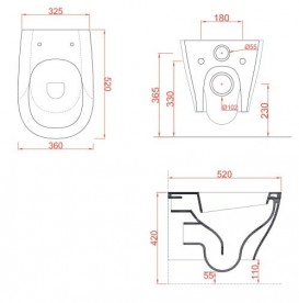 Унітаз підвісний ArtCeram Ten 4.0 36х52 см санфарфор білий глянсовий TEV005 01; 00