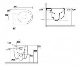 Унитаз подвесной Axa Glomp безободковый 36,5х51 см керамика белый матовый 0201012