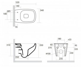 Унітаз підвісний Axa White Jam Norim безободковий 34х52 см кераміка чорний матовий 3312707