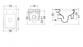 Унитаз подвесной Axa X-Tre 36х54 см керамика белый глянцевый 2901001