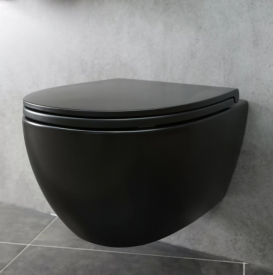 Унитаз подвесной беободковый Globo 4ALL 54x36 Senzabrida черный MDS03AR