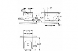 Унитаз подвесной безободковый Grohe Euro Ceramic 39538000