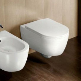 Унитаз подвесной безободковый Hatria Fusion 35.5х54 см с функцией биде белый VBY1CC01