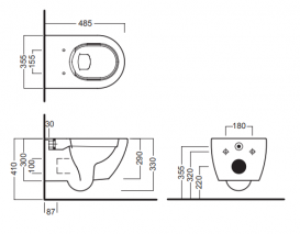 Унітаз підвісний безободковий Hatria Fusion Compact 35х48.5 см з функцією біде білий VBY1XQ01