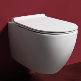 Унитаз подвесной безободковый Simas Vignoni 36,5х56 см санфаянс белый с крышкой и крепежом VI 18/F 85 + VI 004