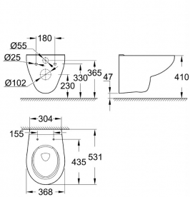 Унітаз підвісний безободковий Grohe Bau Ceramic альпін-білий 39427000
