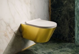 Унитаз подвесной Catalano Gold & Silver 55х35 см керамика белый/золото 1VS55NRBO