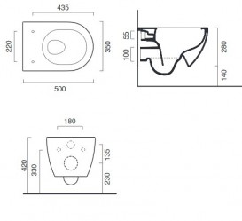 Унитаз подвесной Catalano Sfera безободковый 35х50 см керамика белый 1VSS50R00 + Сиденье slow closing 5ZECOF00