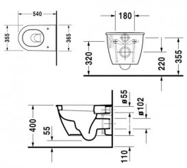 Унитаз подвесной Duravit Darling New 36,5х54 см керамика белый 2545090000