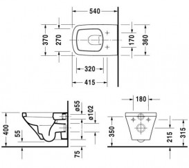 Унитаз подвесной Duravit DuraStyle 37х54 см керамика белый 2552090000