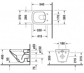Унітаз підвісний Duravit DuraStyle Rimless 37х54 см кераміка білий 2538090000