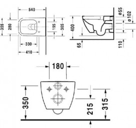 Унітаз підвісний Duravit Happy D.2 Rimless 36,5х54 см кераміка білий 2222090000