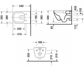 Унітаз підвісний Duravit Happy D.2 Rimless 36,5х54 см кераміка білий 22220900001
