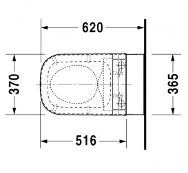 Унитаз подвесной Duravit Happy D.2 Rimless 37х62 см керамика белый 25505900001