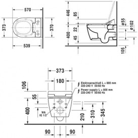 Унитаз подвесной Duravit ME by Starck 37,3х57 см керамика белый 2529590000