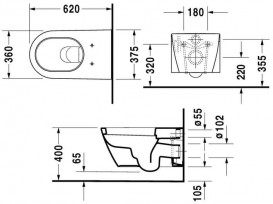 Унітаз підвісний Duravit Starck 2 37,5х62 см кераміка білий 2533090000