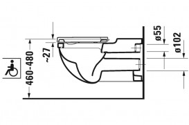 Унитаз подвесной Duravit Starck 3 для инвалидов на колясках 37х70 см керамика белый 2203090000