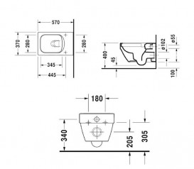 Унитаз подвесной Duravit Vero Air Rimless 37х57 см керамика белый 2525090000