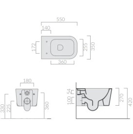 Унитаз подвесной Galassia MEG11 PRO 35х55 см керамика белый матовый 5486MT