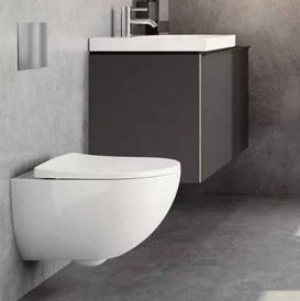 Унитаз подвесной Geberit Acanto Rimfree воронкообразный закрытая форма санфарфор белый 500.600.01.2