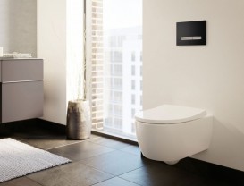 Унитаз подвесной Geberit iCon Rimfree воронкообразный закрытая форма санфарфор с сиденьем белый 500.784.01.1