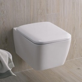 Унитаз подвесной Geberit iCon Square Rimfree воронкообразный закрытая форма санфарфор белый 201950000