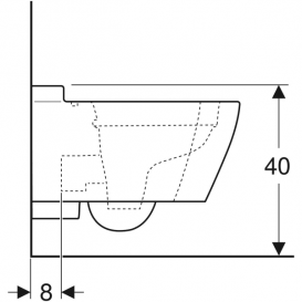 Унитаз подвесной Geberit myDay Rimfree воронкообразный закрытая форма санфарфор белый KeraTect 201460600