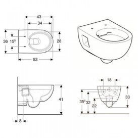 Унитаз подвесной Geberit Selnova 36х53 см с сидением с крышкой Soft-Close белый 501.545.01.1+500.335.01.1