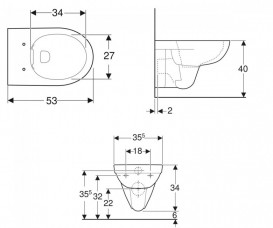 Унитаз подвесной Geberit Selnova безободковый 35,5х53 см фарфор белый 500.265.01.1
