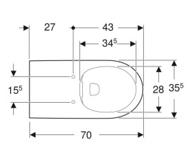 Унитаз подвесной Geberit Selnova Comfort 35,5х70 см безободковый сантехнический фарфор белый 501.046.00.7