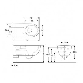 Унитаз подвесной Geberit Selnova Comfort безободковый 35,5х70 см фарфор белый 500.693.01.2