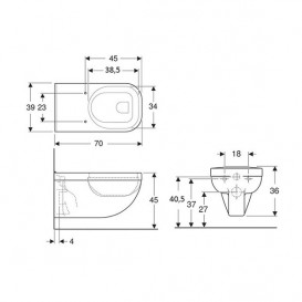Унітаз підвісний Geberit Selnova Comfort Square 39х70 см фарфор білий 500.792.01.1