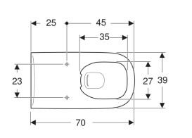 Унітаз підвісний Geberit Selnova Comfort Square 39х70 см сантехнічний безободковий фарфор білий 500.791.01.7