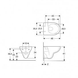 Унитаз подвесной Geberit Selnova Compact безободковый 35,5х48 см фарфор белый 500.349.01.1