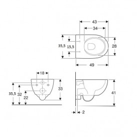 Унітаз підвісний Geberit Selnova Compact безободковий 35,5х49 см фарфор білий 500.377.01.2