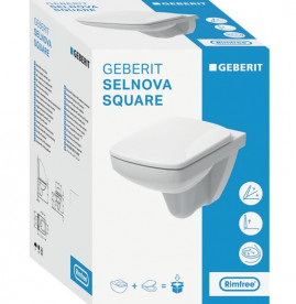 Унитаз подвесной Geberit Selnova Square 35,5х53 см с сидением с крышкой Soft-Close белый 501.961.00.1